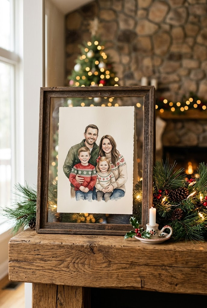 1. Custom Hand-Illustrated Family Portrait