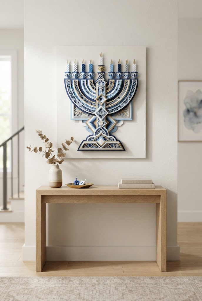 14. DIY Paper Menorah Wall Art