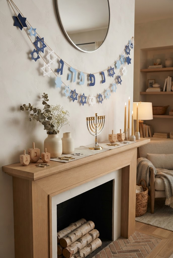 16. DIY Hanukkah Mantel Display