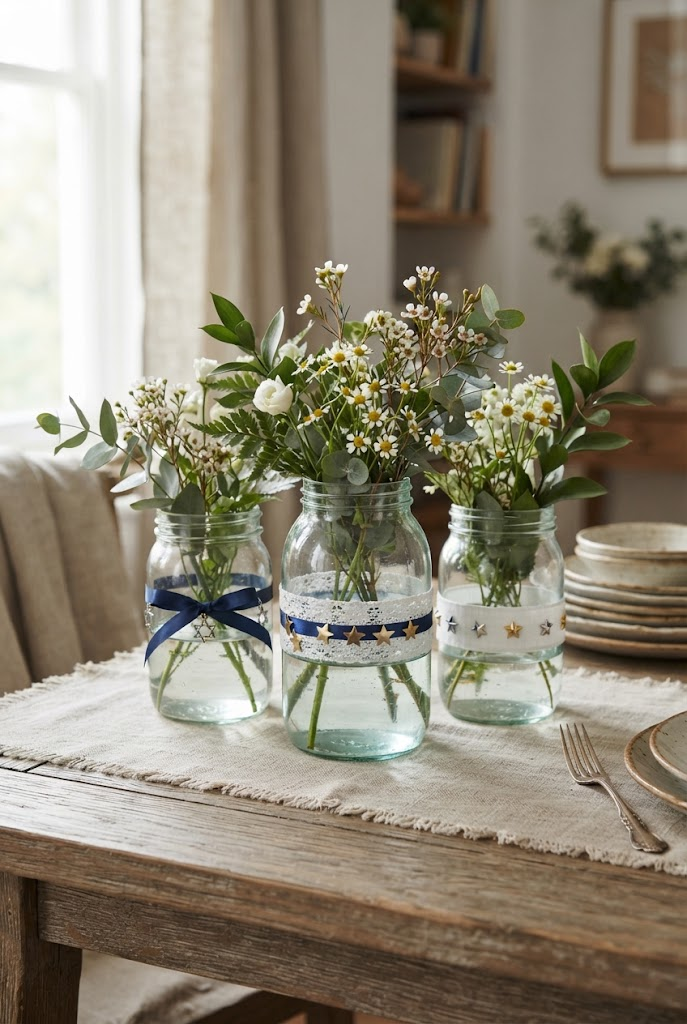 17. DIY Hanukkah Mason Jar Vase