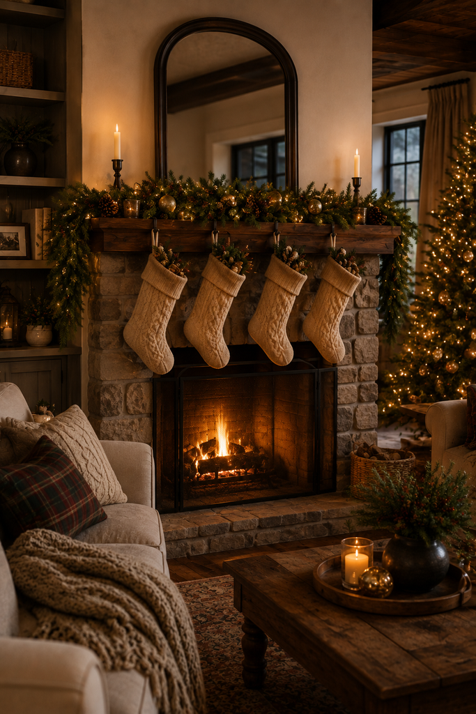 4. Decorate the Fireplace Mantel With Greenery