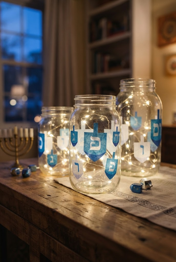 6. DIY Dreidel Mason Jar Lanterns