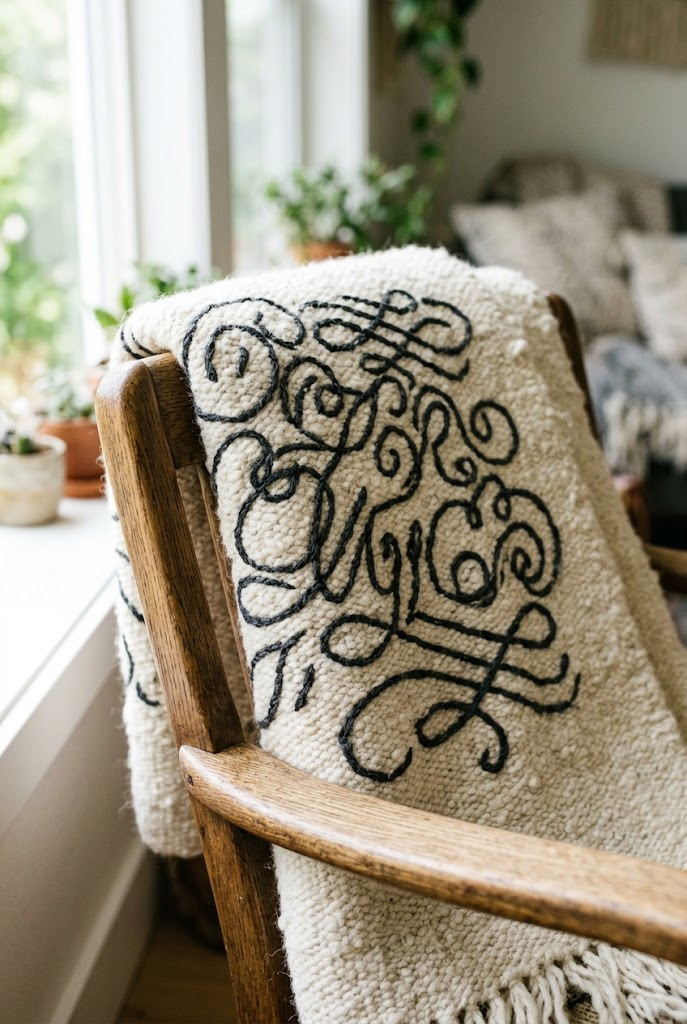 8. Embroidered Handwriting Throw Blanket